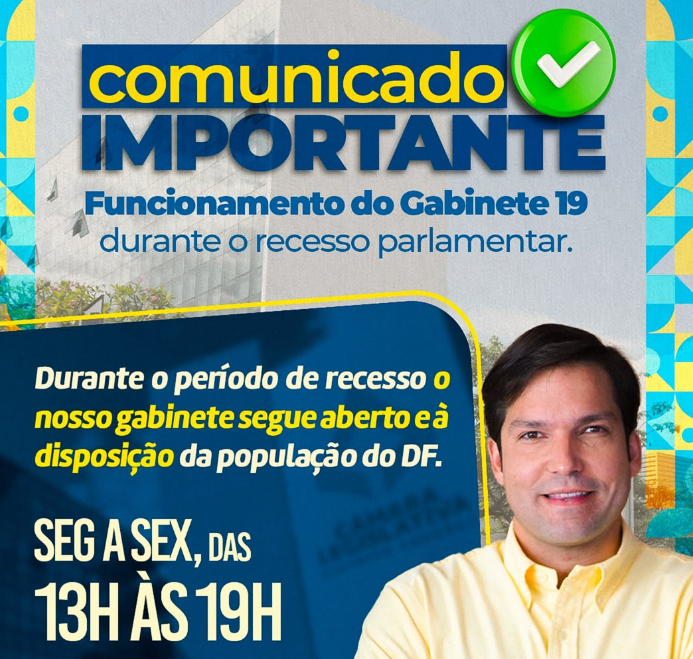 Gabinete do deputado Robério Negreiros mantém atendimento ao público durante recesso da CLDF